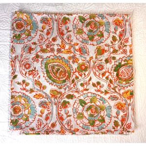 Vintage‎ Laura Ashley Floral Fabric Napkins Set of 4 Orange Green Cottage EUC